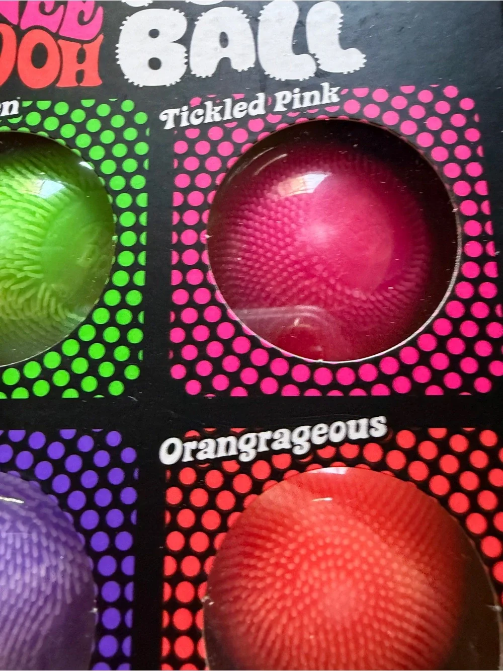 New Nee Doh Fuzz Ball 4 Pack Mini Balls Teenie Pink Purple Orange Green Velvet